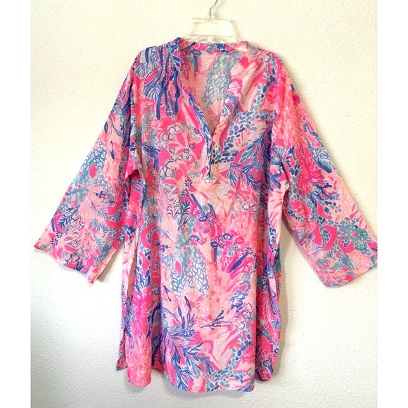 Lilly Pulitzer Other - Lilly Pulitzer Esme Swim Cover Tunic Womens Large Pink Pascha Aquadesiac New